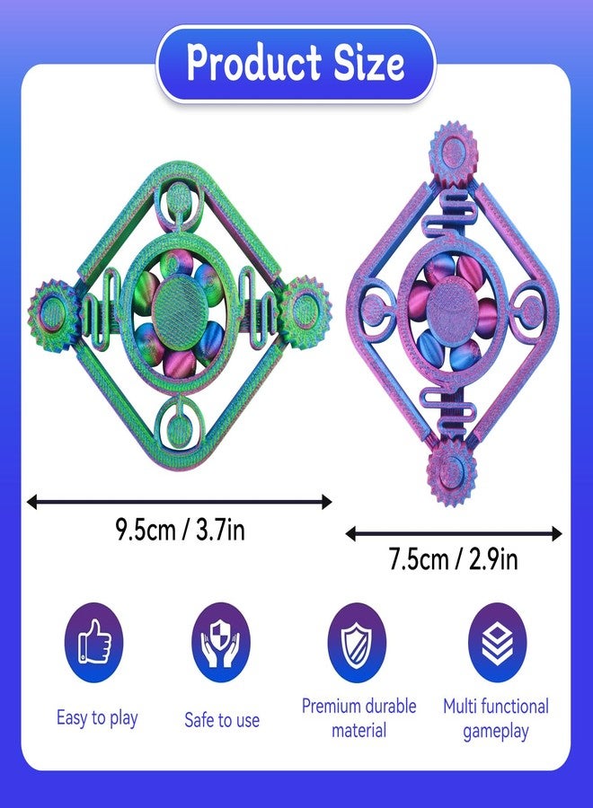 oyeftp 2PCS Fidget Spinners for Teens & Adults, 3D Printed Fidget Spinners Toy ADHD Autism Sensory Stress Relief Toys, Office Desk Toy, Back to School Supplies Easter Party Favors for Teens Desktop Deco Gift - Image 2